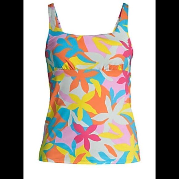 Land’s End Plus Regular size adjustable square neck tankini floral multi Various - Picture 5 of 6